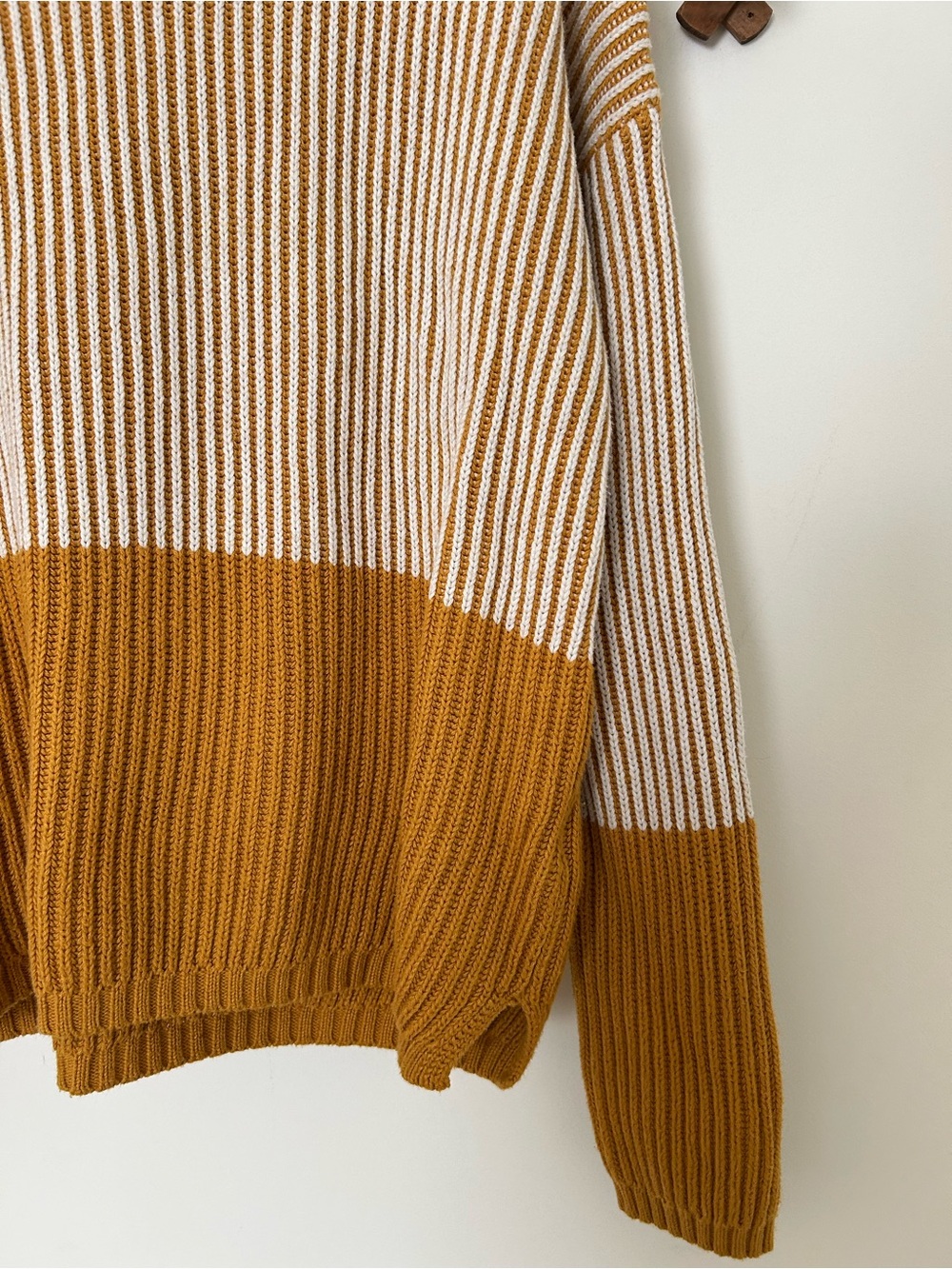 Max Studio Mustard & Cream Ribbed Colorblock Crew Sweater - Picture 3 of 4